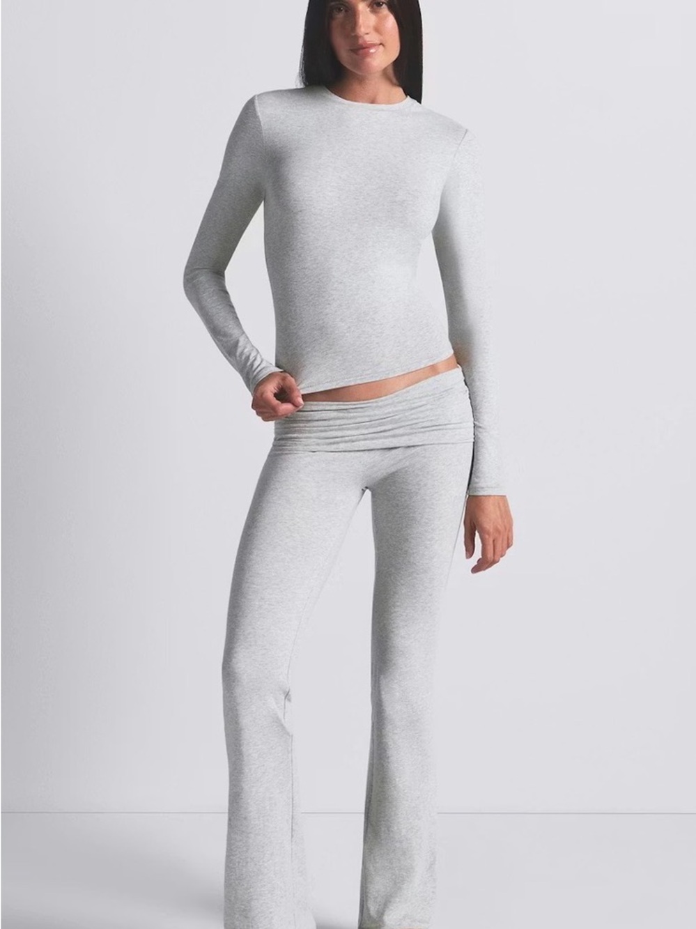 SKIMS Light Gray Long Sleeve Cotton Jersey Top - Picture 6 of 9